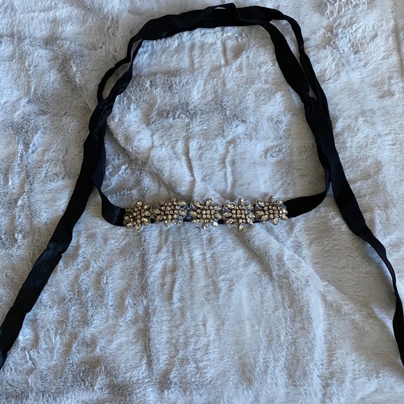 Rhinestone Stretch Tie Headband/Belt - Picture 3 of 5